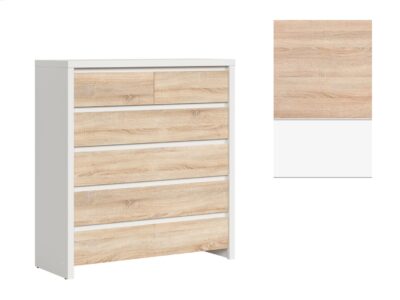 Comoda Kaspian KOM6S (alb/stejar sonoma)