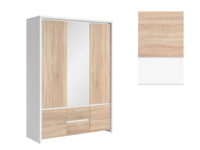 Dulap Kaspian cu oglinda SZF5D2S -AM/S (alb/stejar sonoma)