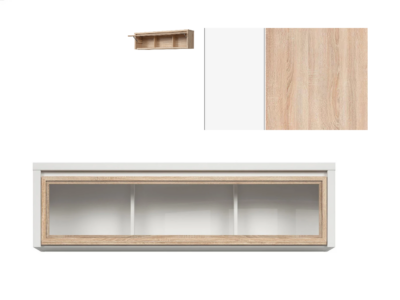 Corp suspendat cu vitrina Kaspian SFW1W/140 (alb/stejar sonoma)