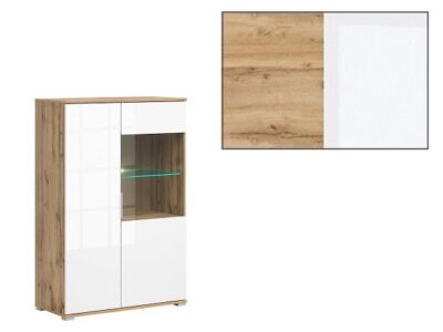 Vitrina Zele REG1W1D/90 -AW (stejar wotan/alb lucios)