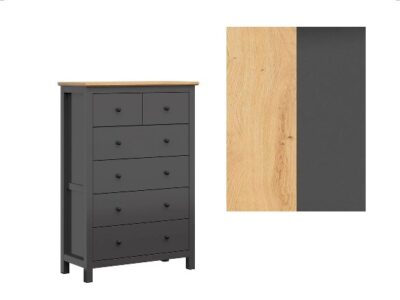 Comoda Hesen KOM6S/15/10 -G (stejar artizan/grafit)