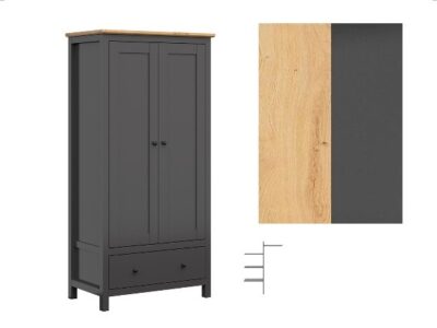 Dulap Hesen SZF2D1S/20/10 -G (stejar artizan/grafit)