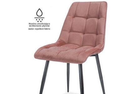 Scaun Mila -Matt Velvet 63 Antyczny Roz (roz antichizat water repellent/metal negru mat)