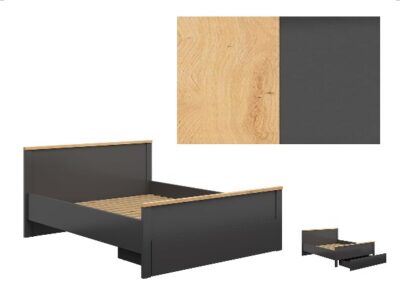 Pat cu sertar Hesen LOZ1S/160 -G (stejar artizan/grafit)