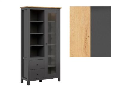 Vitrina Hesen REG1W2S/20/11 -G (stejar artizan/grafit)