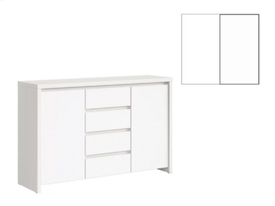 Comoda Kaspian KOM2D4S (alb/alb mat)