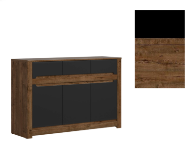 Comoda Ruso KOM3D3S -SA.NM (stejar april/negru mat)