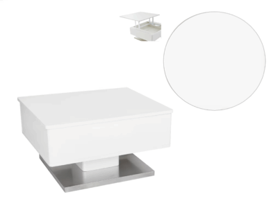 Masuta de cafea cu sistem inaltare Samuel (metal argintiu/ alb)