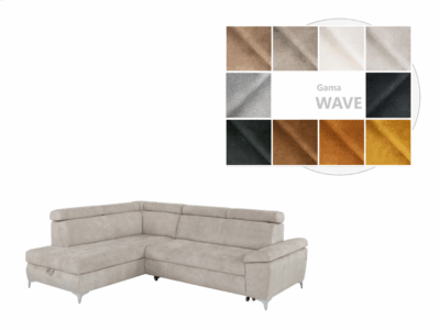 Colțar extensibil Raul (stanga) -G2-gama Wave (10 culori)